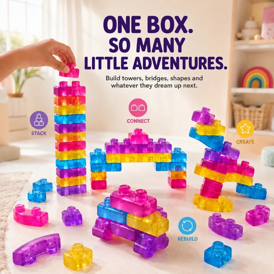 Scoobies Build-A-Squish Soft Blocks, 32 PCS Squishy Building Blocks for Kids
